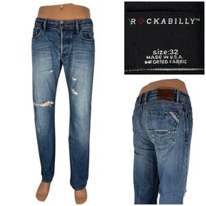 Rockabilly Lloyd Mens 32 Jeans Selvedge Denim Made In USA Vintage Distressed